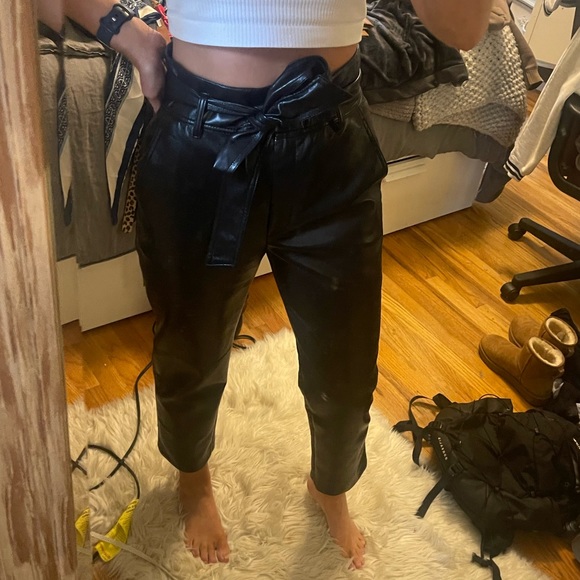 ARITZIA Wilfred High-Tied Leather Pants Paper-bag style size 8 - Picture 2 of 8